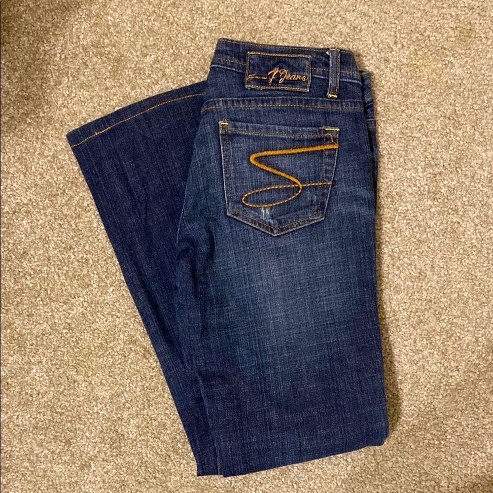 Vintage extreme low rise flares